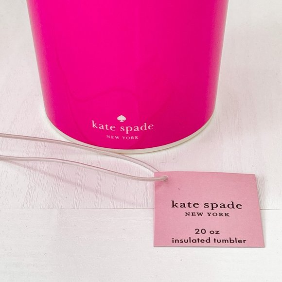 Kate Spade New York Tumbler w/Lid & Straw - Eat Cake For Breakfast - Pink NEW - Picture 7 of 9